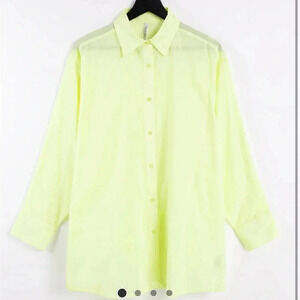 ASOS As You Lemon Yellow Semi-Sheer Cotton Button Up‎ Shirt